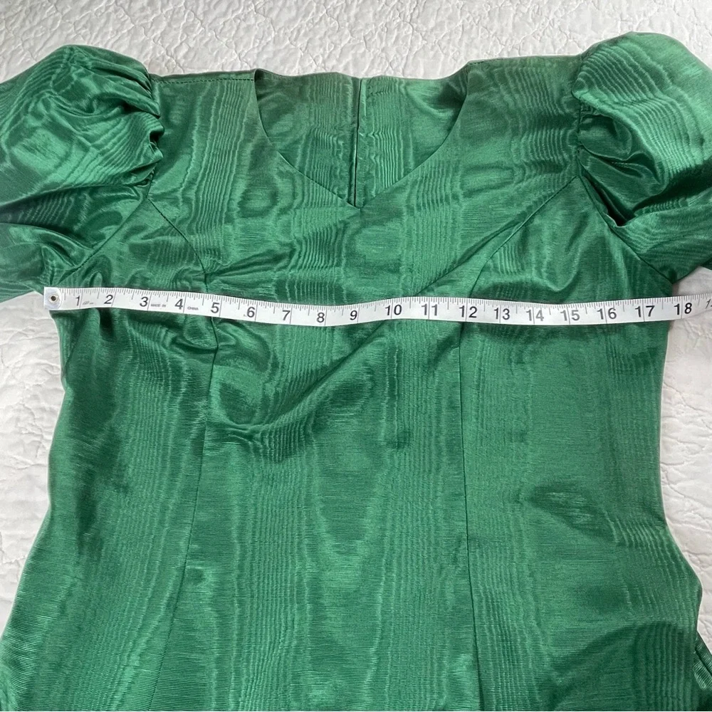 🔥Vintage Maggie Breen Puffed Sleeve Bows Midi Green Dress - Picture 9 of 12